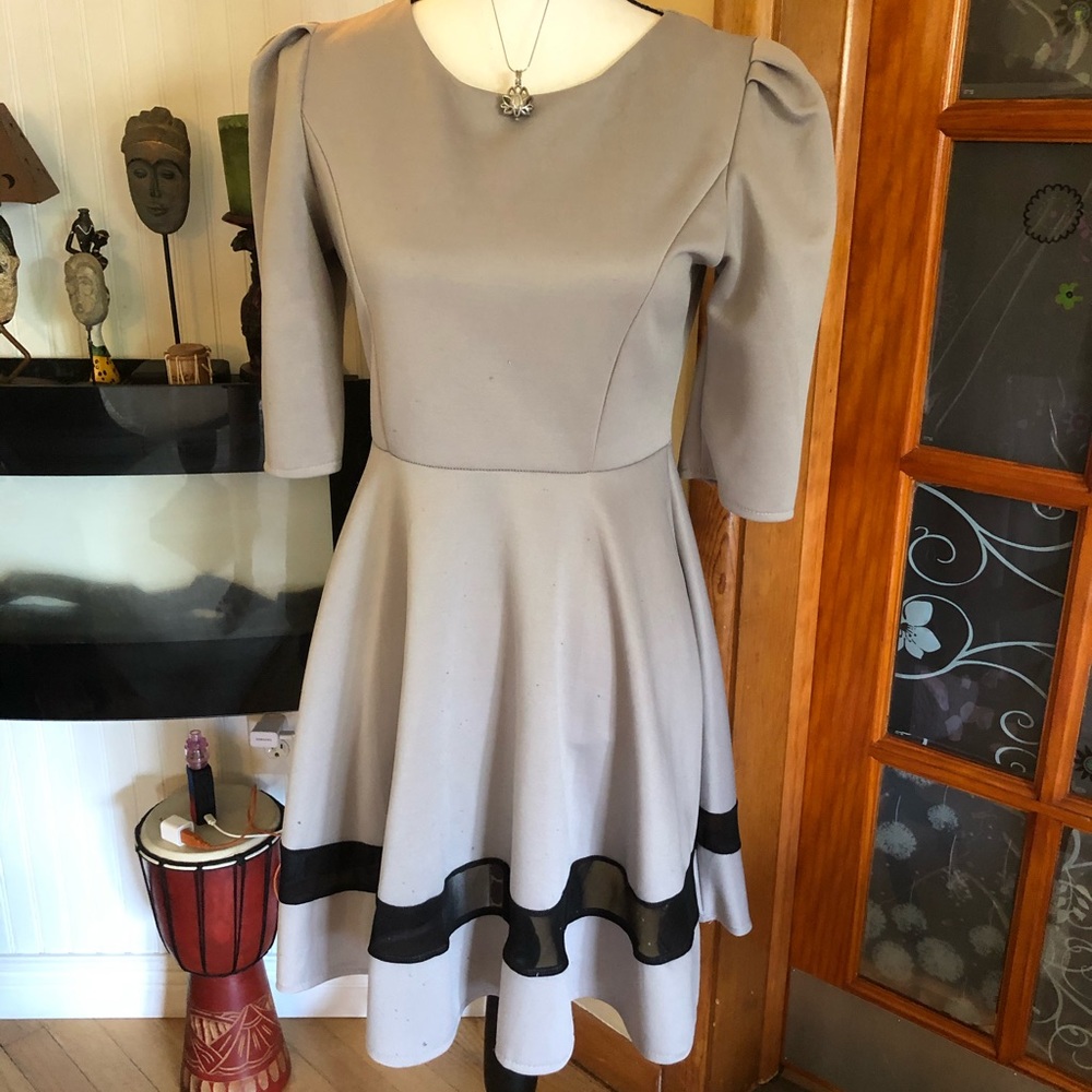 Gray with black trim dress